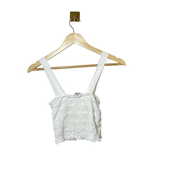American Eagle Cropped Smocked Tank Top in White Size XS - Picture 8 of 10